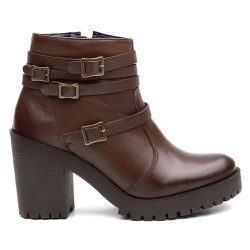 Bota Coturno Tratorado Feminino Chocolate - KRN SHOES | Calçados Casuais