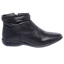 Bota Flat Feminina Rasteira Couro Legítimo Preto - KRN SHOES | Calçados Casuais