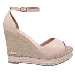 Sandália Feminina Anabela Prime Couro Legítimo Atanado Nude - KRN SHOES | Calçados Casuais