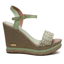 Sandália Feminina Anabela Trança Couro Legitimo Abacate - KRN SHOES | Calçados Casuais