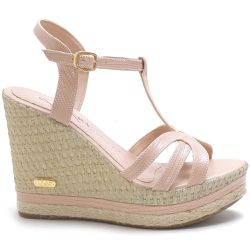 Sandália Feminina Anabela Sintético Lizard Nude - KRN SHOES | Calçados Casuais