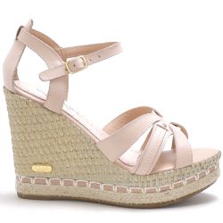 Sandália Feminina Anabela Prime Couro Legítimo Nude - KRN SHOES | Calçados Casuais