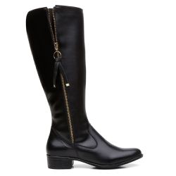 Bota Montaria Feminina Couro Legítimo Preto - KRN SHOES | Calçados Casuais