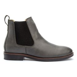 Botina Masculina Em Couro Legítimo Liso Grafite - KRN SHOES | Calçados Casuais