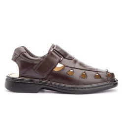 Sandália Masculina Conforto em Couro Legitimo Café - KRN SHOES | Calçados Casuais