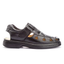 Sandália Masculina Conforto em Couro Legitimo Preto - KRN SHOES | Calçados Casuais