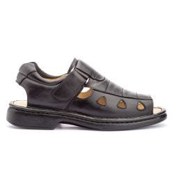 Sandália Masculina Conforto em Couro Legitimo Preto - KRN SHOES | Calçados Casuais
