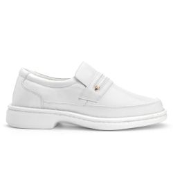Sapato Masculino Conforto Hospitalar Em Couro Legítimo Branco - KRN SHOES | Calçados Casuais