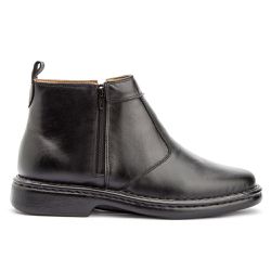 Bota Masculina Conforto Em Couro Legítimo Preto - KRN SHOES | Calçados Casuais