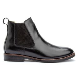 Botina Masculina Em Couro Legítimo Preto - KRN SHOES | Calçados Casuais