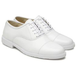 Sapato Social Militar Masculino em Couro Branco - KRN SHOES | Calçados Casuais