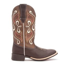 Bota Country Texana Feminina Cano Longo Bico Quadrado Sintético Marrom - KRN SHOES | Calçados Casuais