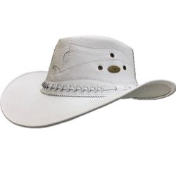 Chapéu Estilo Americano Linha Barretos Couro Legítimo Branco - KRN SHOES | Calçados Casuais