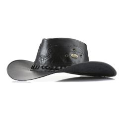 Chapéu Estilo Americano Adulto Linha Barretos Couro Legítimo Preto - KRN SHOES | Calçados Casuais