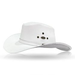 Chapéu Estilo Americano Adulto Linha Indiana Couro Legítimo Branco - KRN SHOES | Calçados Casuais