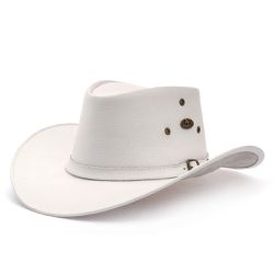 Chapéu Estilo Americano Adulto Linha Texas Couro Legítimo Branco - KRN SHOES | Calçados Casuais