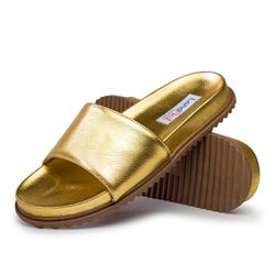 Sandália Tamanco Conforto Feminina Ouro - KRN SHOES | Calçados Casuais