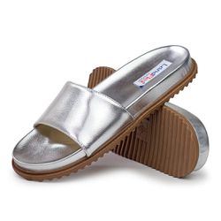 Sandália Tamanco Conforto Feminina Prata - KRN SHOES | Calçados Casuais