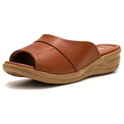 Sandália Tamanco Conforto Feminina Caramelo - KRN SHOES | Calçados Casuais