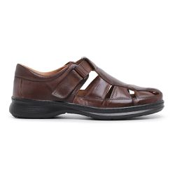 Sandália Masculina Conforto Couro Carneiro Legitimo Pinhão - KRN SHOES | Calçados Casuais