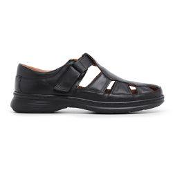 Sandália Masculina Conforto Couro Carneiro Legitimo Preto - KRN SHOES | Calçados Casuais