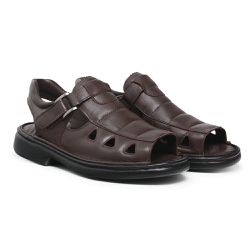 Sandália Masculina Conforto Couro De Carneiro Café - KRN SHOES | Calçados Casuais