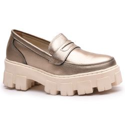 Sapato Mocassim Feminino Tratorado Couro Legítimo Prata Velho - KRN SHOES | Calçados Casuais