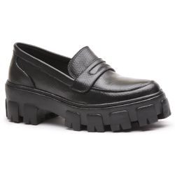 Sapato Mocassim Feminino Tratorado Couro Legítimo Preto - KRN SHOES | Calçados Casuais