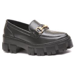 Sapato Mocassim Feminino Tratorado Couro Legítimo Preto Gravata - KRN SHOES | Calçados Casuais