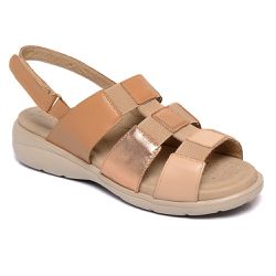 Sandália Feminina Conforto Couro Legítimo Areia/Cobre/Avelã - KRN SHOES | Calçados Casuais