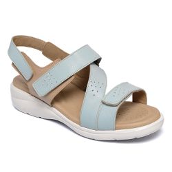 Sandália Feminina Conforto Couro Legítimo Céu e Bege - KRN SHOES | Calçados Casuais