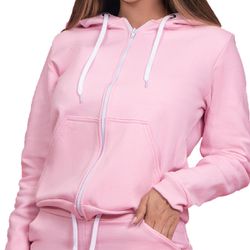 Blusa Avulsa Moletom Feminino Canguru Zíper Rosa - KRN SHOES | Calçados Casuais