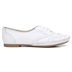 Sapato Oxford Feminino Couro Legítimo Branco - KRN SHOES | Calçados Casuais