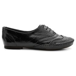 Sapato Oxford Feminino Couro Legítimo Confort Preto - KRN SHOES | Calçados Casuais