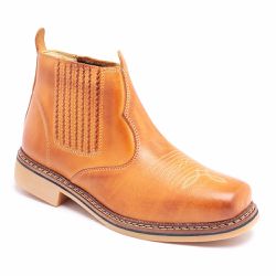 Botina Country Masculina Couro Legítimo Tan - KRN SHOES | Calçados Casuais