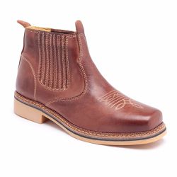 Botina Country Masculina Couro Legítimo Marrom - KRN SHOES | Calçados Casuais