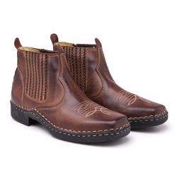 Botina Country Masculina Couro Legítimo Marrom - KRN SHOES | Calçados Casuais