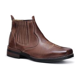 Botina Masculina Country Couro Legítimo Marrom - KRN SHOES | Calçados Casuais