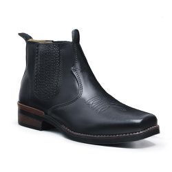 Botina Masculina Country Couro Legítimo Preto - KRN SHOES | Calçados Casuais