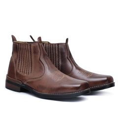 Botina Country Masculina Couro Legítimo Pinhão - KRN SHOES | Calçados Casuais