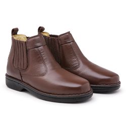 Botina Social Conforto Masculina Café - KRN SHOES | Calçados Casuais