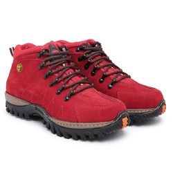 Bota Adventure em Couro Legítimo Vermelho - KRN SHOES | Calçados Casuais