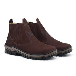 Botina Masculina Couro Legítimo Café - KRN SHOES | Calçados Casuais