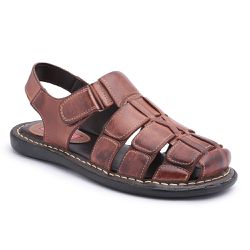 Sandália Masculina Couro Legítimo Marrom - KRN SHOES | Calçados Casuais