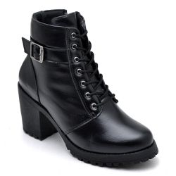 Coturno Feminino Em Couro Legítimo Confort Preto - KRN SHOES | Calçados Casuais