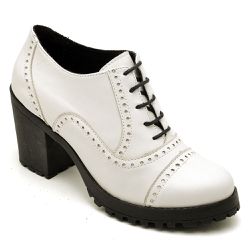 Sapato Feminino Ankle Boot Couro Legitimo Confort Branco - KRN SHOES | Calçados Casuais