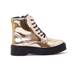 Coturno Feminino Sintético Tratorado Ouro Metalizado - KRN SHOES | Calçados Casuais