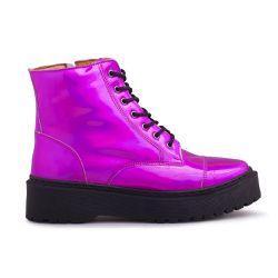 Coturno Feminino Sintético Tratorado Pink Metalizado - KRN SHOES | Calçados Casuais