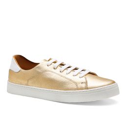 Tênis Casual Feminino Couro Legítimo Ouro Branco - KRN SHOES | Calçados Casuais