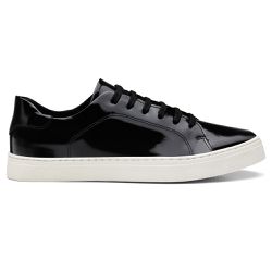 Tênis Feminino Casual Couro Legítimo Verniz Preto - KRN SHOES | Calçados Casuais